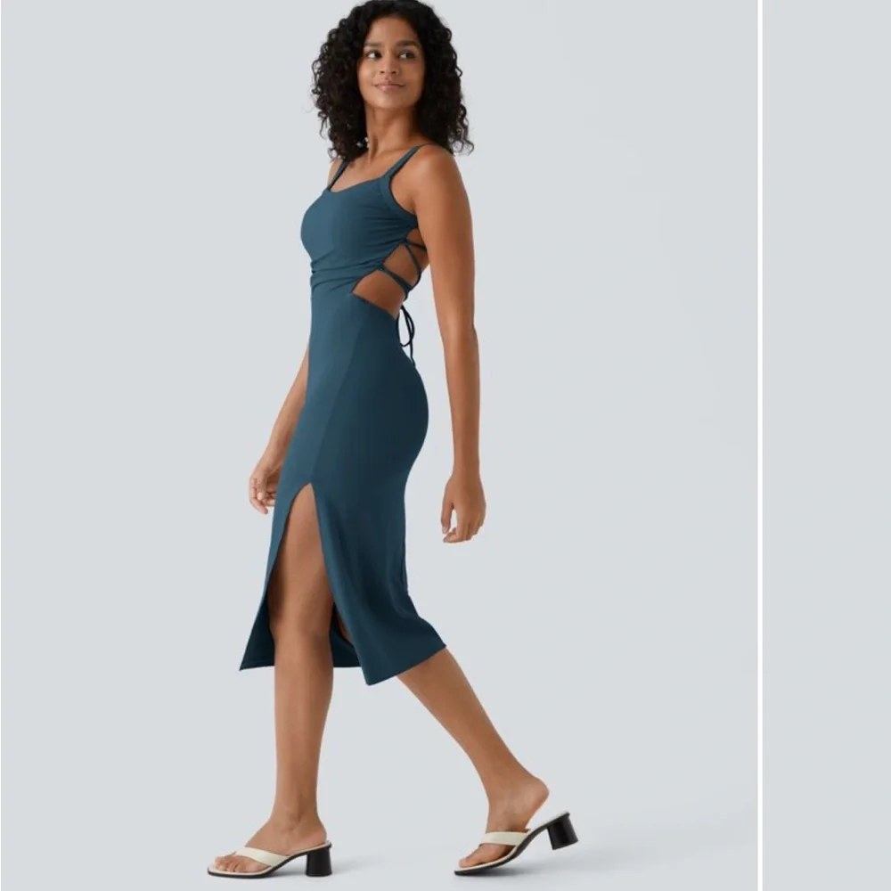 🗽NWT HALARA Bodycon Midi Casual Dress - Picture 2 of 3